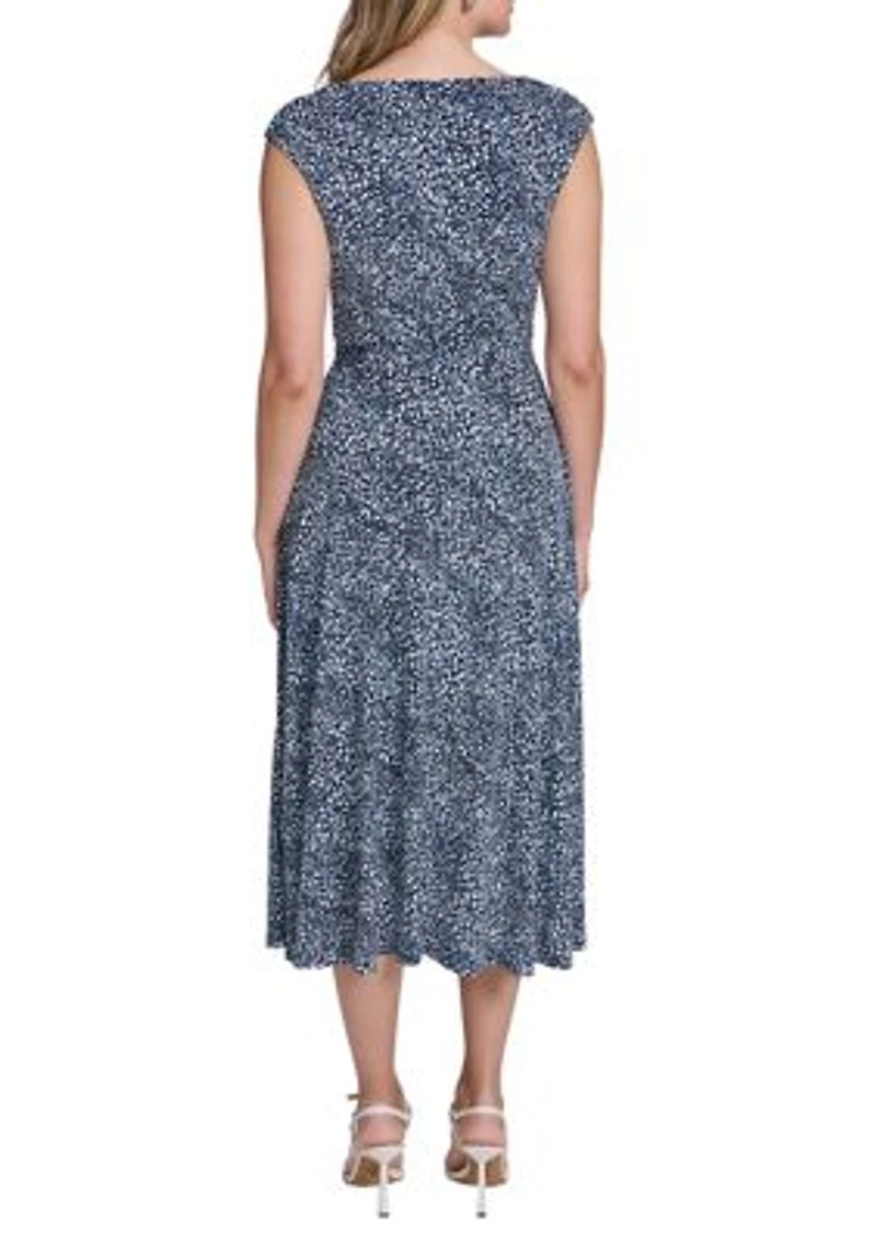 Women's Sleeveless Cowl Neck Printed A-Line Dress