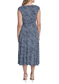 Women's Sleeveless Cowl Neck Printed A-Line Dress