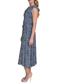 Women's Sleeveless Cowl Neck Printed A-Line Dress