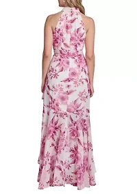 Women's Sleeveless Floral Ruffle Dress