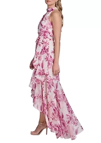 Women's Sleeveless Floral Ruffle Dress