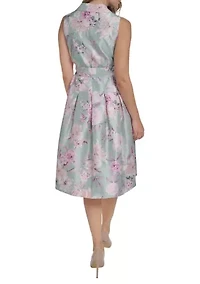 Women's Sleeveless Floral Wrap Cocktail Dress