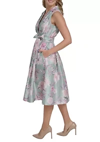 Women's Sleeveless Floral Wrap Cocktail Dress