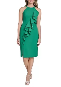 Women's Sleeveless Cascading Ruffle Short Dress