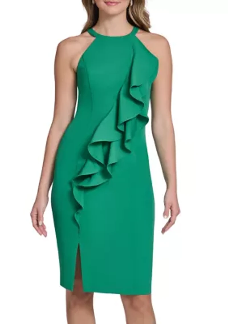 Women's Sleeveless Cascading Ruffle Short Dress