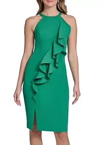 Women's Sleeveless Cascading Ruffle Short Dress