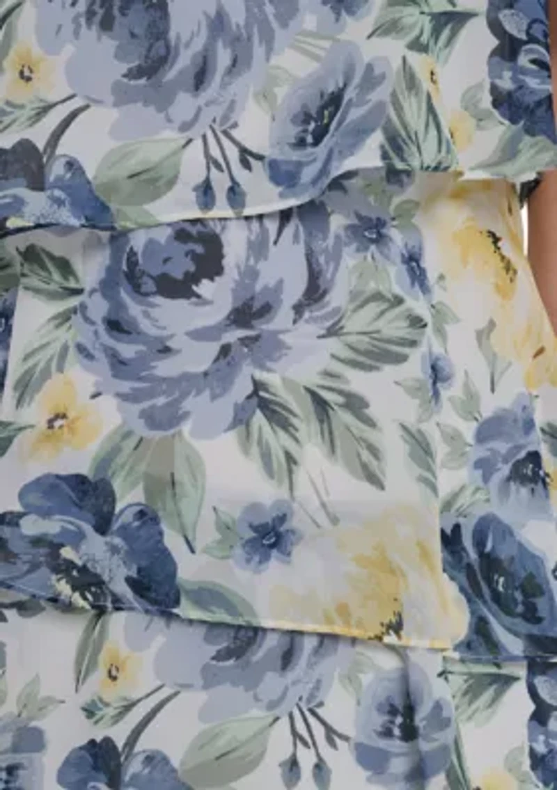 Women's Short Sleeve Ruffle Floral Mini Dress