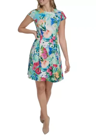 Women's Short Ruffle Sleeve Floral Mini Dress