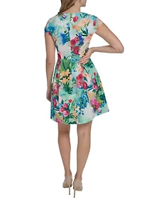 Women's Short Ruffle Sleeve Floral Mini Dress