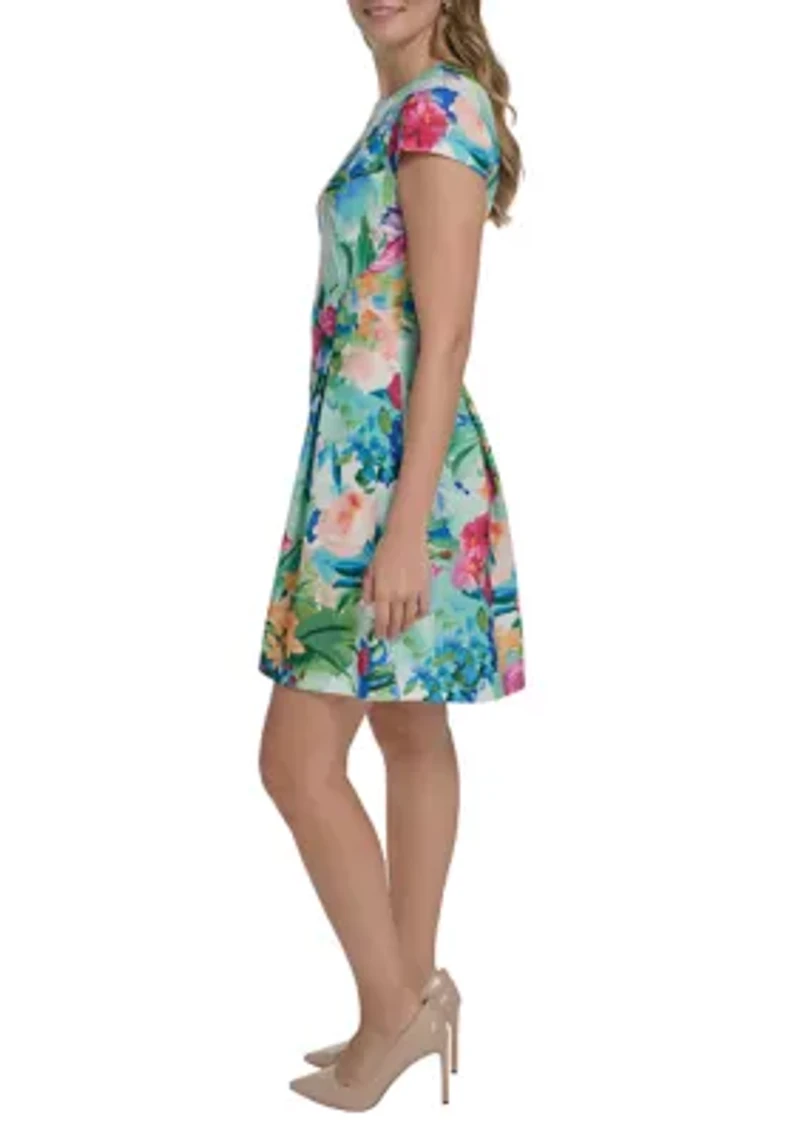 Women's Short Ruffle Sleeve Floral Mini Dress