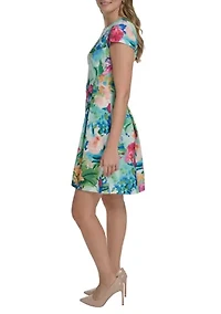 Women's Short Ruffle Sleeve Floral Mini Dress
