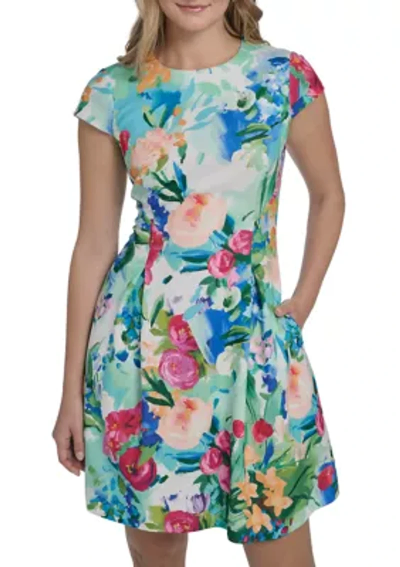 Women's Short Ruffle Sleeve Floral Mini Dress