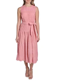 Women's Sleeveless Eyelet Dropped Waist Dress
