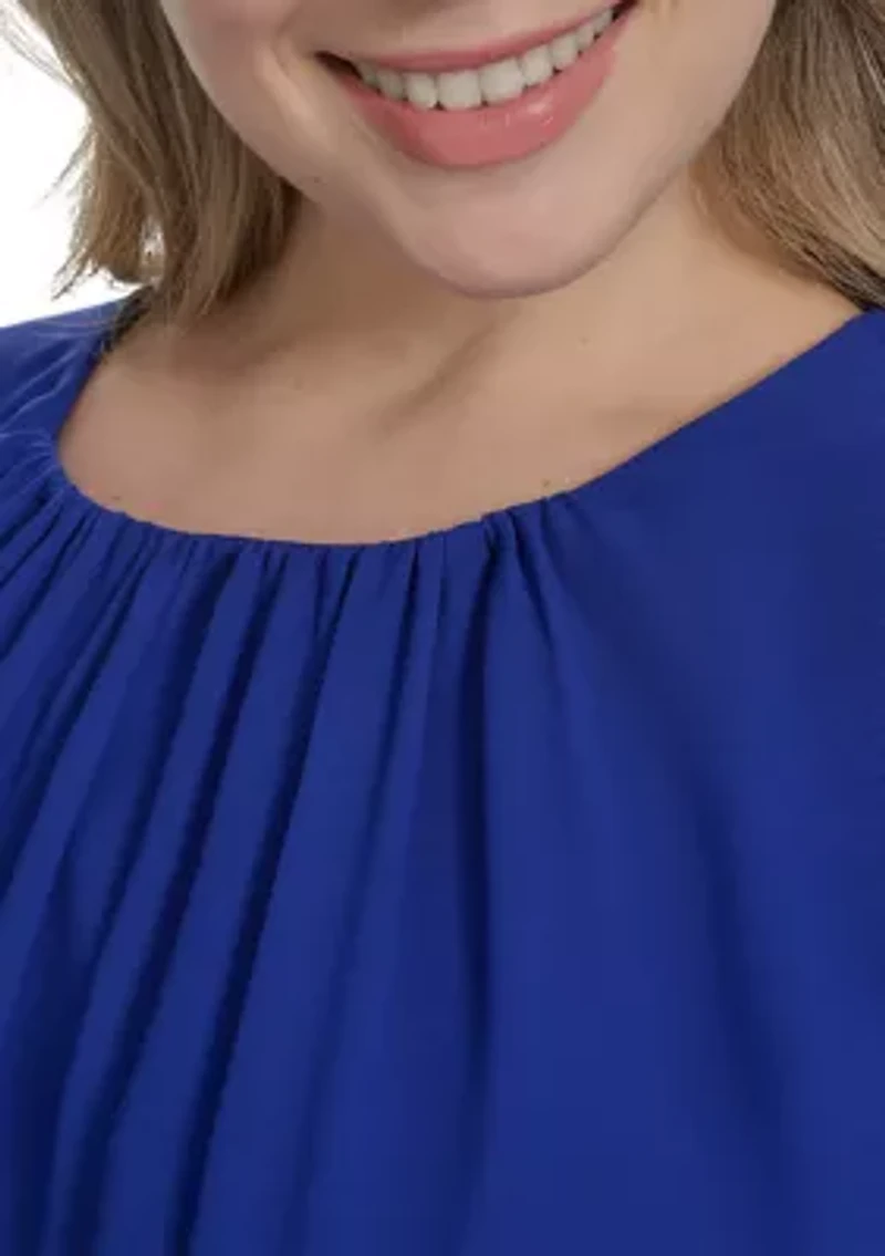 Plus Short Sleeve Flutter Midi Dress