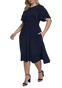 Plus Cinched Waist Midi Dress