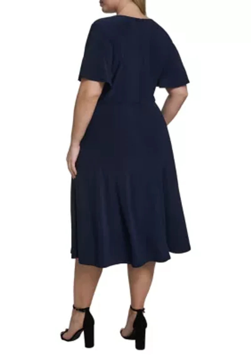 Plus Cinched Waist Midi Dress