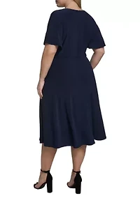 Plus Cinched Waist Midi Dress