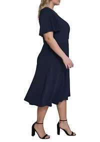 Plus Cinched Waist Midi Dress