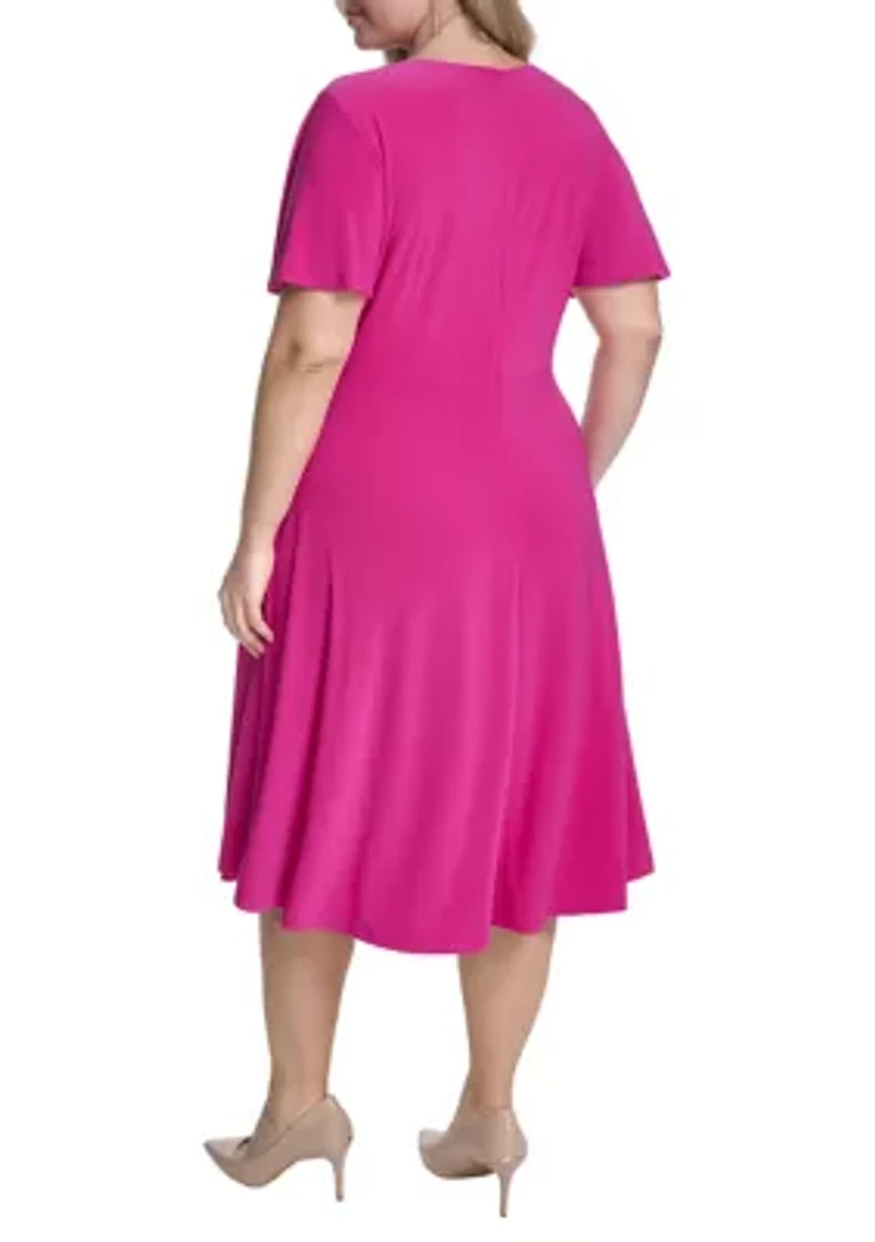 Plus Ruched Midi Dress