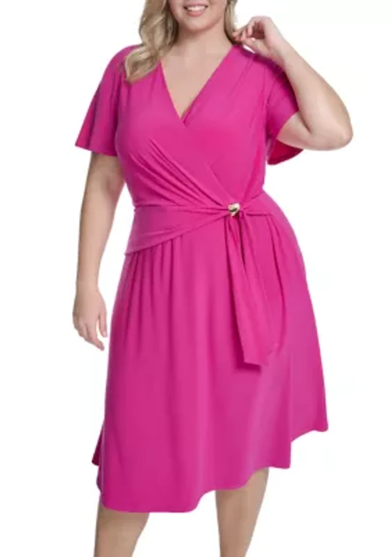 Plus Ruched Midi Dress