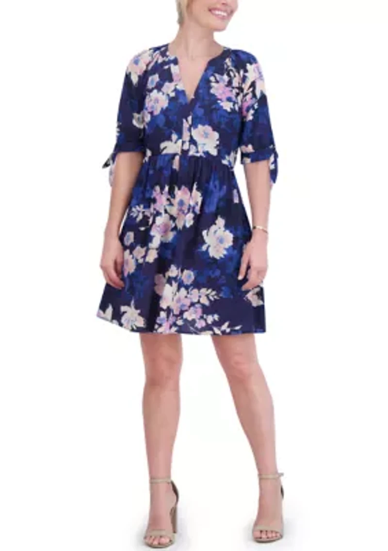 Women's Short Sleeve Floral Babydoll Dress