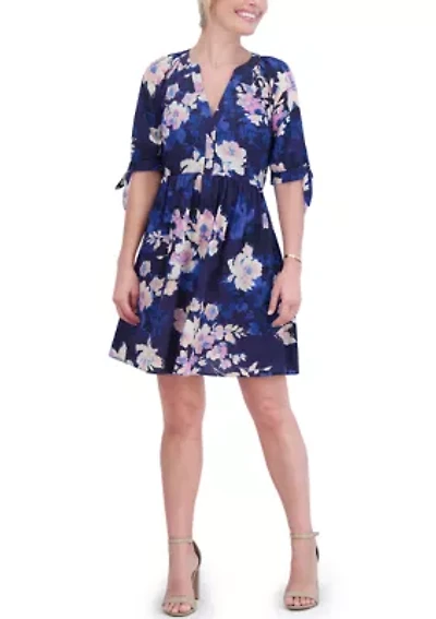 Women's Short Sleeve Floral Babydoll Dress