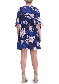 Women's Short Sleeve Floral Babydoll Dress