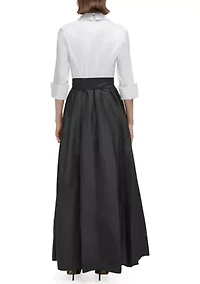Women's 3/4 Sleeve Surplice Shirt Ballgown
