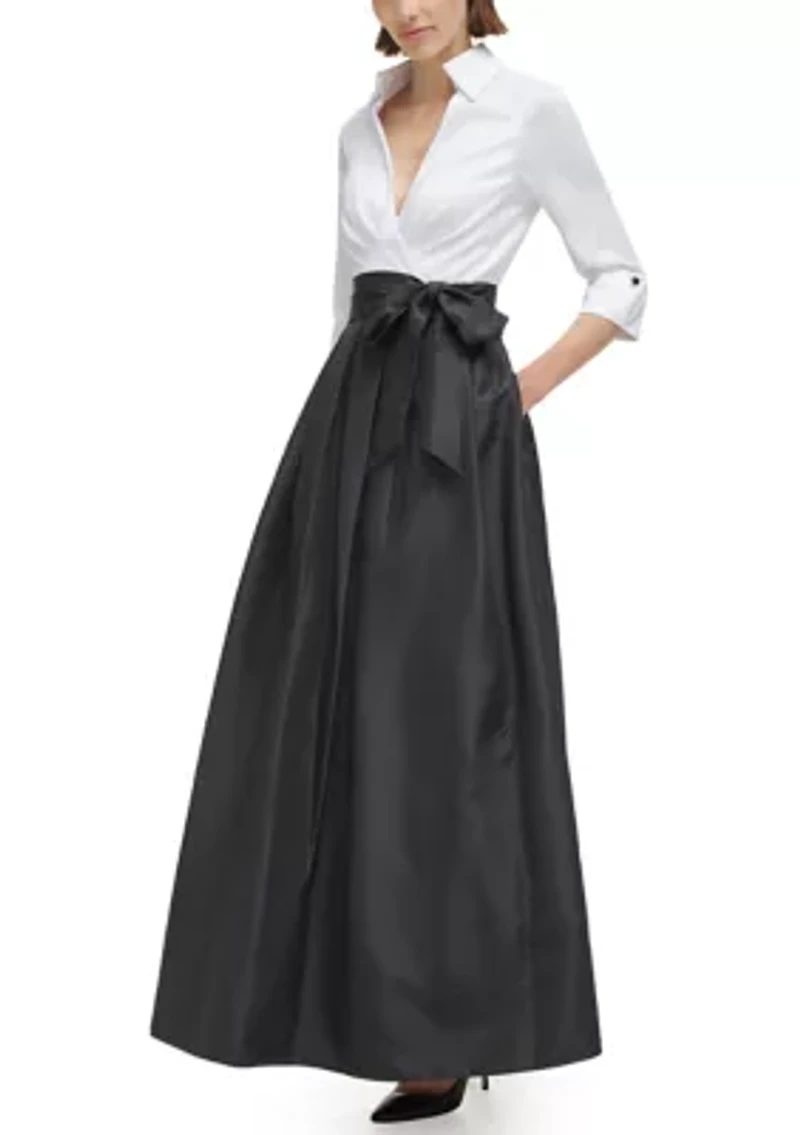 Women's 3/4 Sleeve Surplice Shirt Ballgown