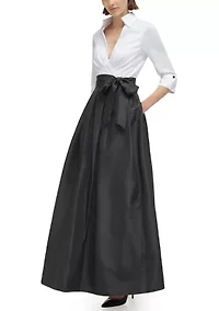 Women's 3/4 Sleeve Surplice Shirt Ballgown