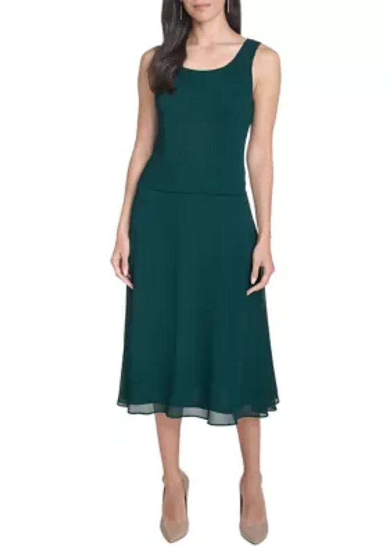 Women's 3/4 Sleeve Crew Neck Solid Jacket Dress