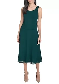 Women's 3/4 Sleeve Crew Neck Solid Jacket Dress