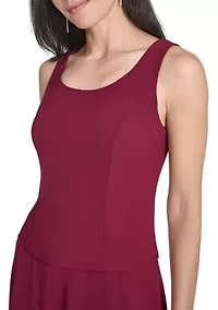 Women's 3/4 Sleeve Crew Neck Solid Jacket Dress