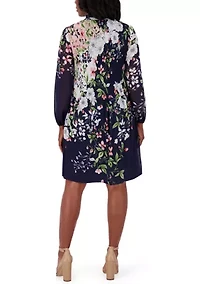 Women's Long Sleeve Printed Babydoll Dress
