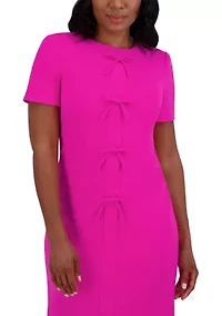 Women's Short Sleeve Scuba Dress with Bows