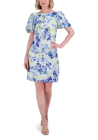 Women's Short Sleeve Printed Crepe Shirt