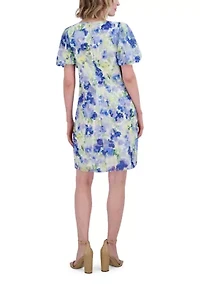 Women's Short Sleeve Printed Crepe Shirt