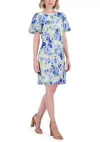 Women's Short Sleeve Printed Crepe Shirt