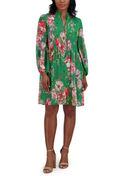 Women's 3/4 Sleeve Printed Babydoll Dress