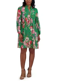 Women's 3/4 Sleeve Printed Babydoll Dress