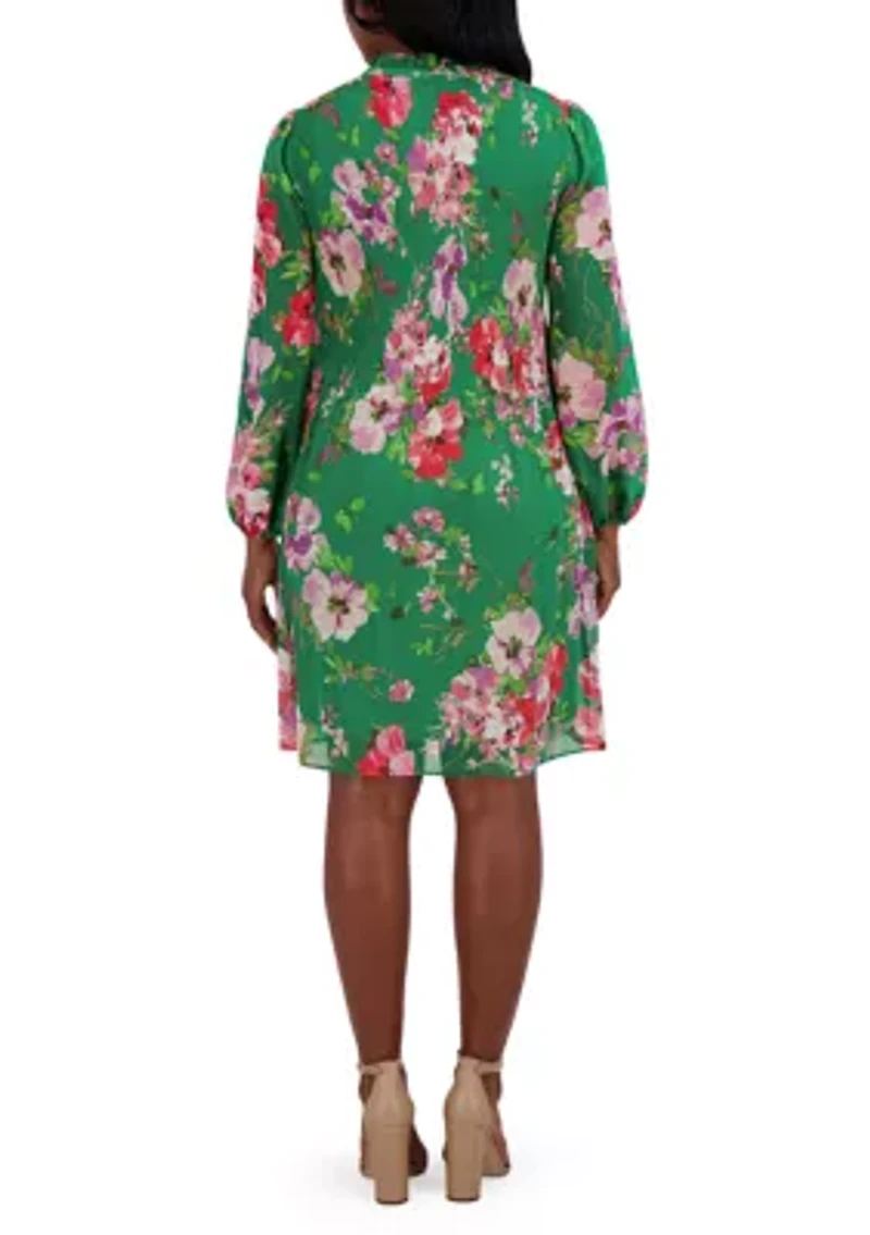 Women's 3/4 Sleeve Printed Babydoll Dress