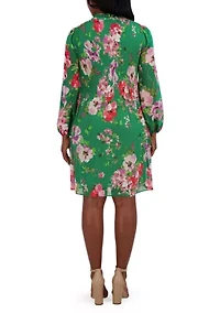 Women's 3/4 Sleeve Printed Babydoll Dress