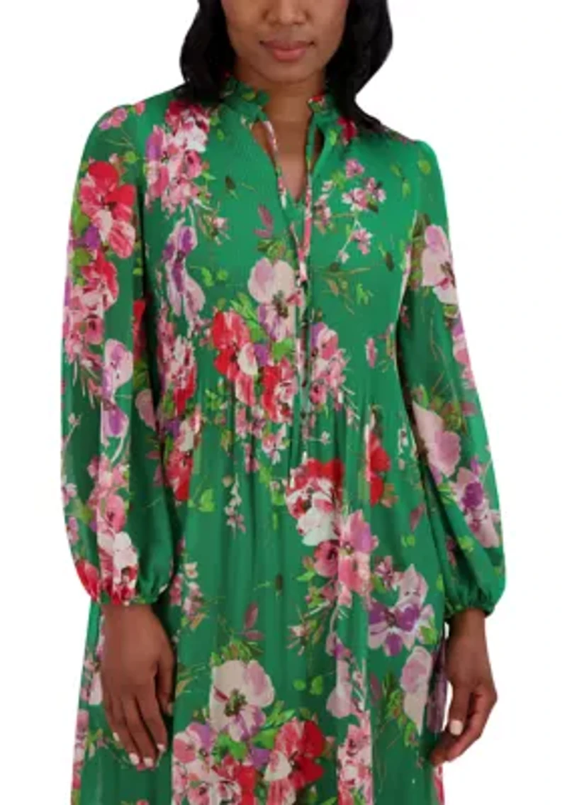 Women's 3/4 Sleeve Printed Babydoll Dress