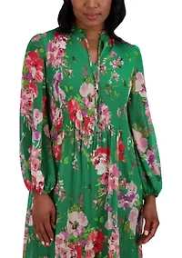 Women's 3/4 Sleeve Printed Babydoll Dress