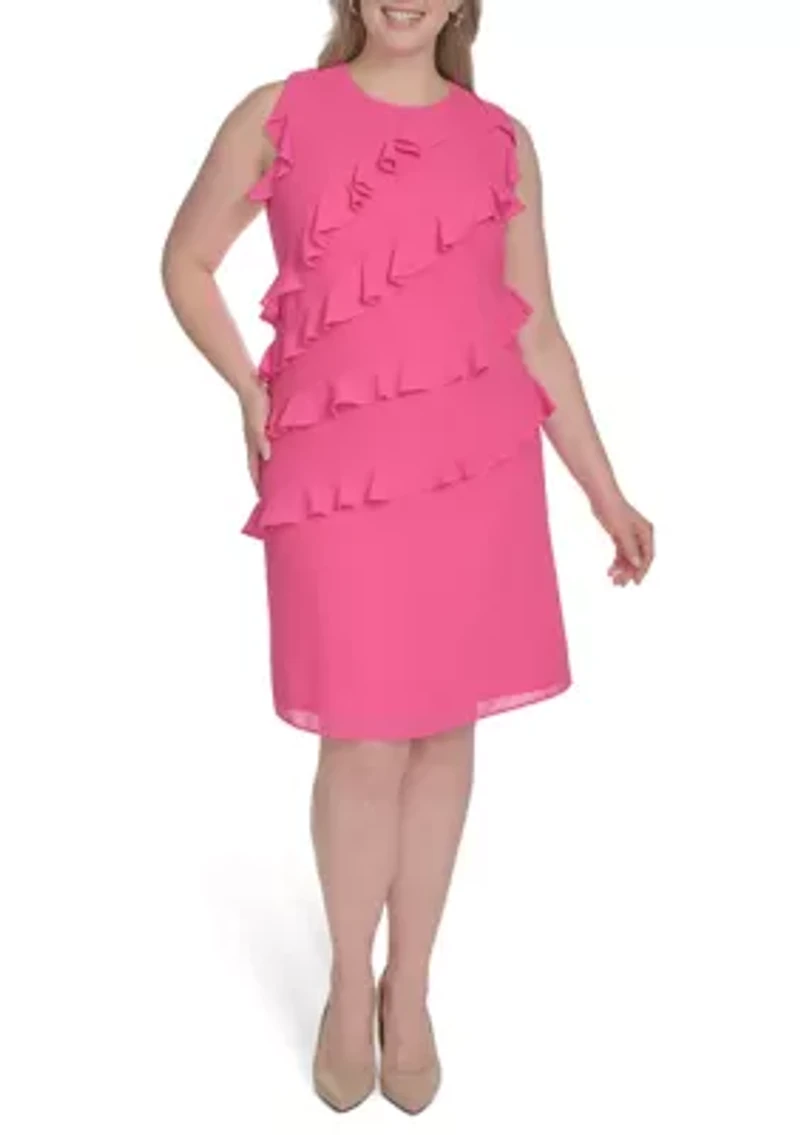 Plus Sleeveless Chiffon Shift Dress