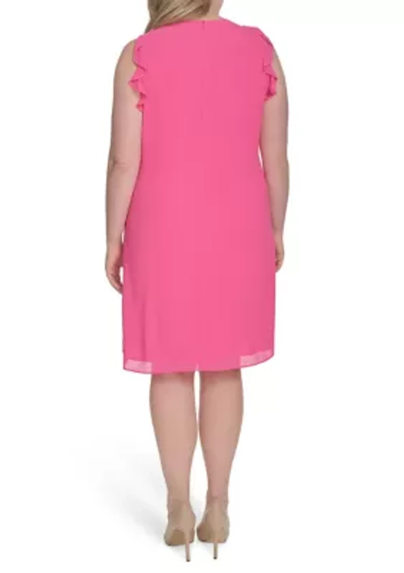 Plus Sleeveless Chiffon Shift Dress