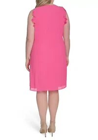 Plus Sleeveless Chiffon Shift Dress