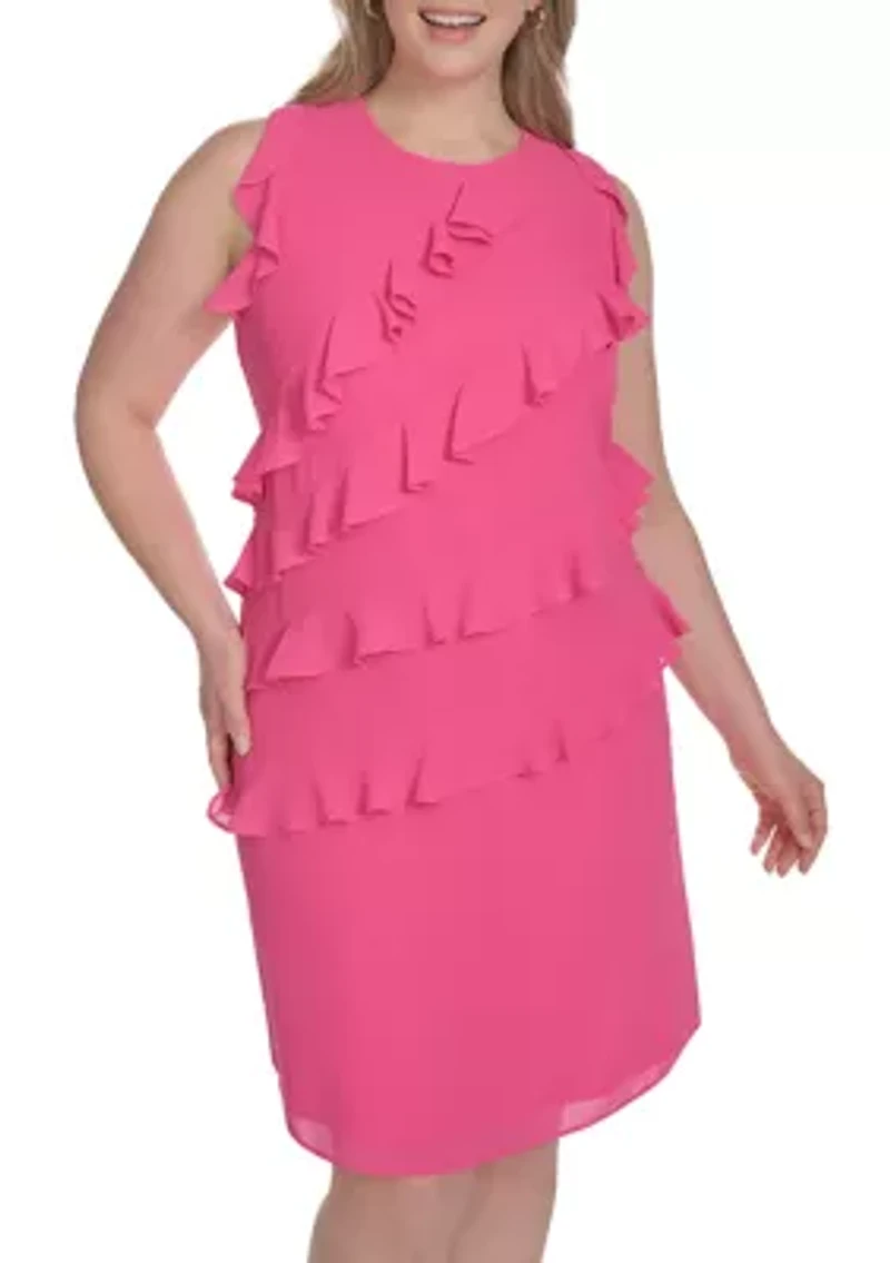 Plus Sleeveless Chiffon Shift Dress