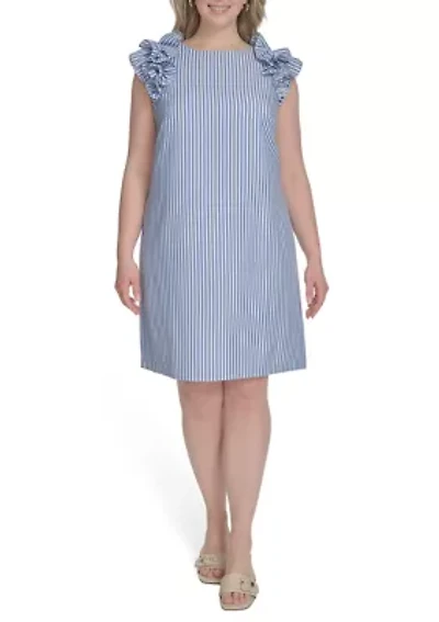 Plus Sleeveless Printed Shift Dress