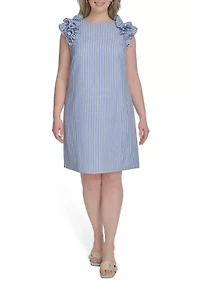 Plus Sleeveless Printed Shift Dress